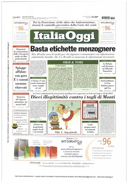 Italia oggi : quotidiano di economia finanza e politica